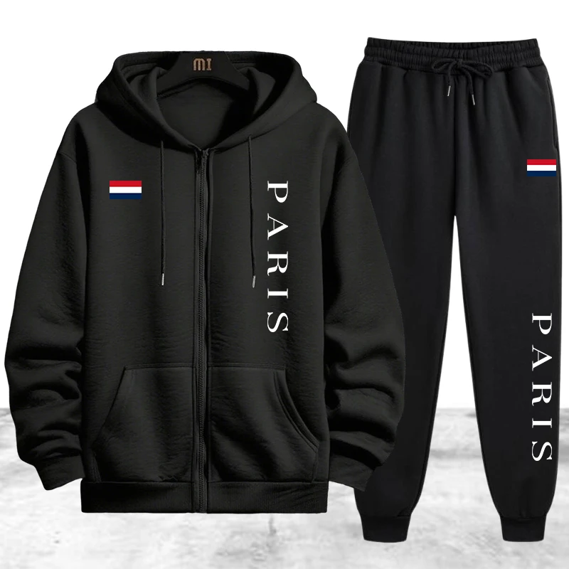 Winter Clothing Clearance Sale - Paris Printing Men's Tracksuit Casual Zip