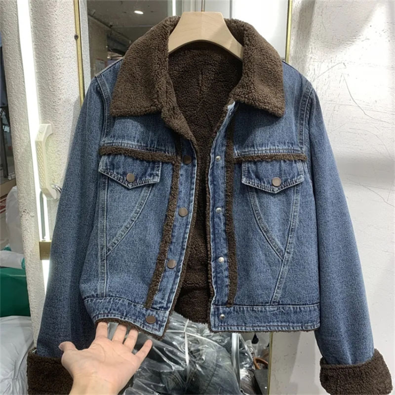Winter Clothing Factory Outlet - Thickened Denim Winter Coat Cotton Padded