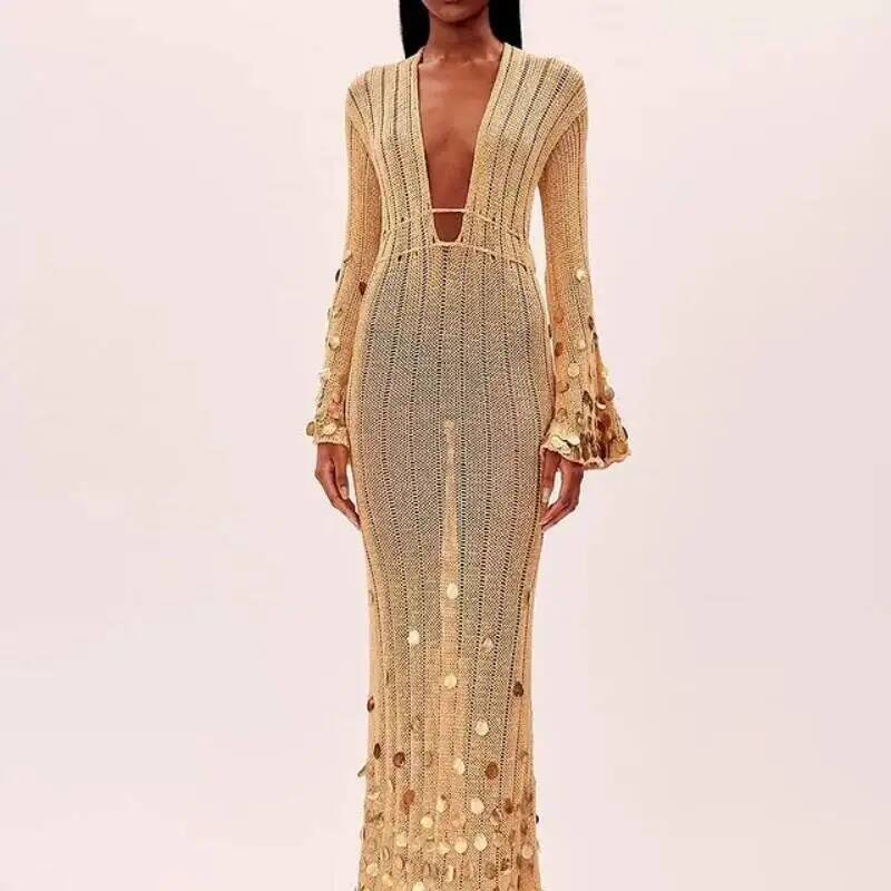 Shinny Sequin Knitted Maxi Dre - Winter Clothing Dress Up review and price