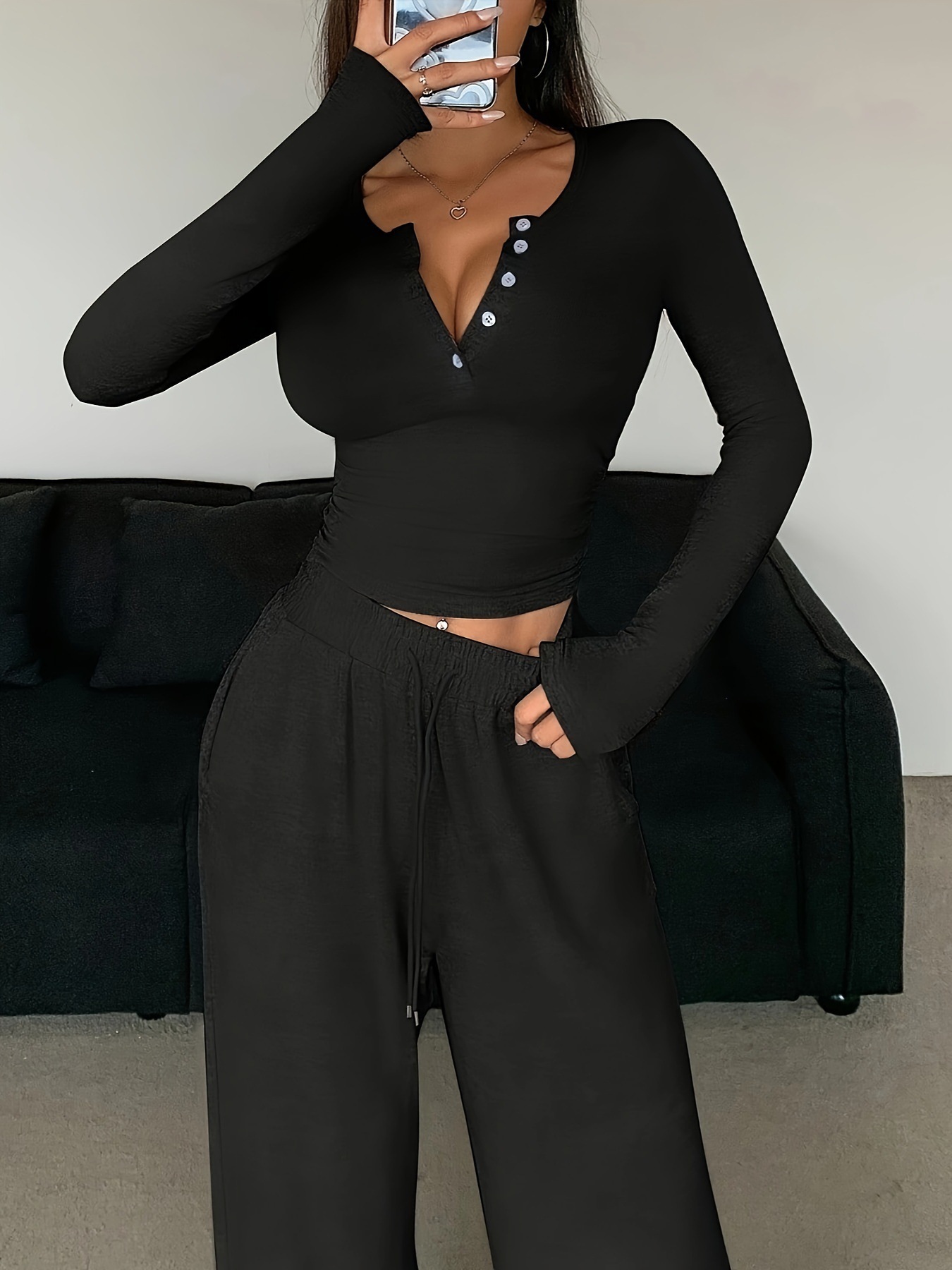 Solid Color Pant Sets Autumn W - Winter Clothing Factory Outlet review and price