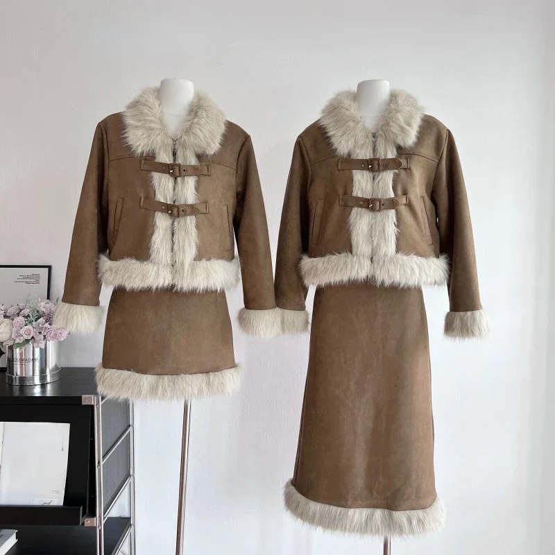 Autumn Retro Faux Fur 2 Piece  - Winter Clothing Sale review and price